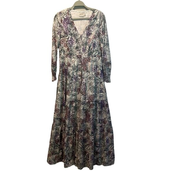 Renata by Renata Gasparian Bohemian Floral Paisley Tiered Maxi Dress Size M - Picture 1 of 12